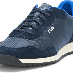 BOSS Men\'s Zayn Low Profile Suede Leather Two Tone Sneaker
