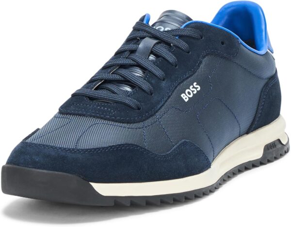 BOSS Men\'s Zayn Low Profile Suede Leather Two Tone Sneaker
