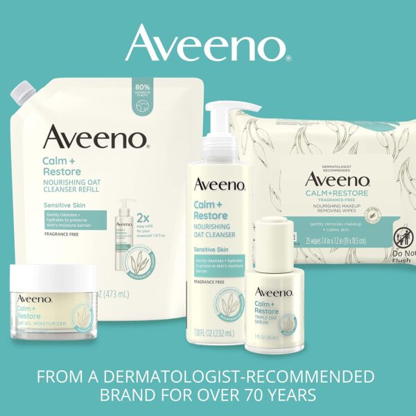 Aveeno Calm + Restore Facial Cream for Redness Relief, Soothing Face Moisturizer for Sensitive Skin, Hypoallergenic Formula, Fragrance-Free, 1.7 OZ - Image 5
