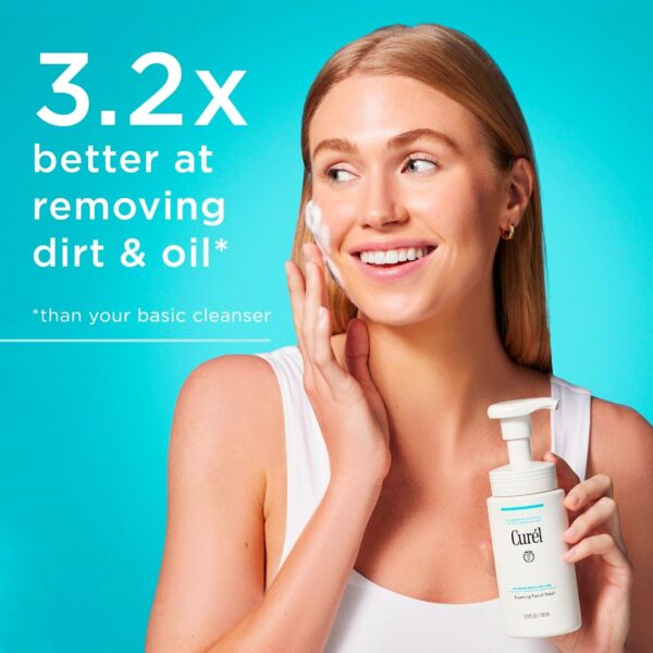 Curel Japanese Skin Care Foaming Daily Face Wash for Sensitive Skin, Hydrating Facial Cleanser for Dry Skin, pH-Balanced and Fragrance-Free, 5 Oz (Step 2 of 2-Step Skincare) - Image 2
