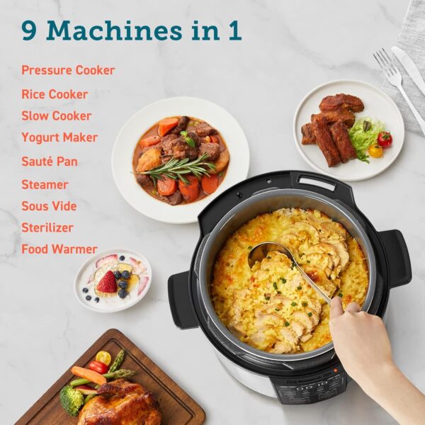COSORI Pressure Cooker 6 qt, 9-in-1 Instant Multi Kitchen Appliances, Safer Venting Design, Rice Cooker, Slow Cooking Pot, Sous Vide, Saute Pot, 1100W, Stainless Steel - Image 3