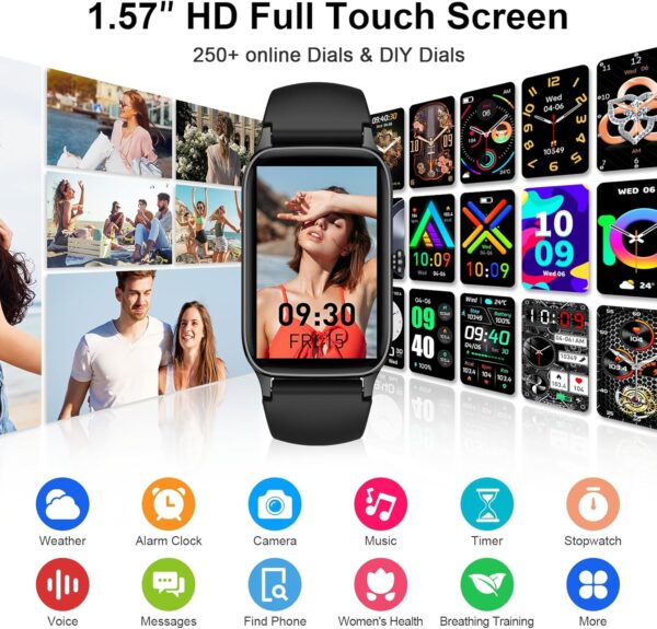 Smart Watch for Men Women(Answer/Make Call), 2025 Fitness Activity Tracker 1.57” Smartwatch with Heart Rate/Sleep Monitor/Pedometer/Calories/110+ Sports, IP68 Waterproof Fitness Watch for Android iOS - Image 2