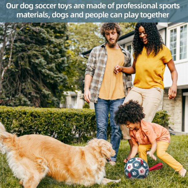 QDAN Extra Large Soccer Ball with Straps, Interactive Dog Toys for Tug of War, Puppy Birthday & Water Toy, Large Dog Balls - Blue & Red (9 Inch) - Image 6