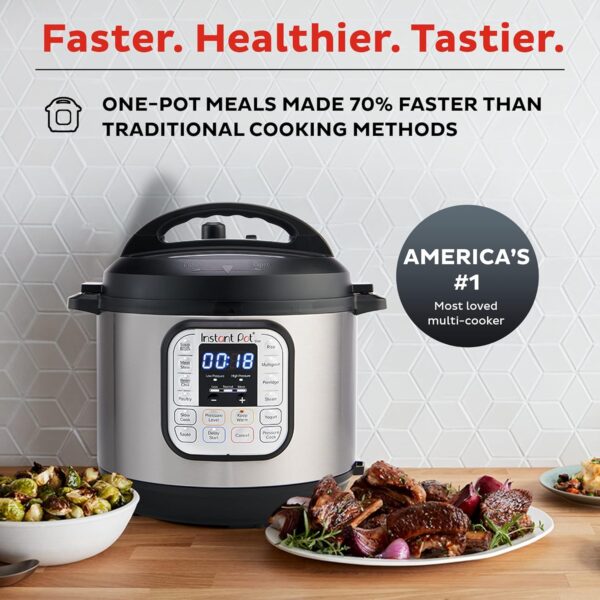 Instant Pot Duo 7-in-1 Electric Pressure Cooker, Slow Cooker, Rice Cooker, Steamer, Sauté, Yogurt Maker, Warmer & Sterilizer, Includes App With Over 800 Recipes, Stainless Steel, 6 Quart - Image 2