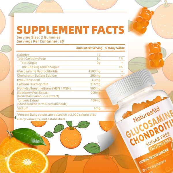 Glucosamine Chondroitin Gummies with MSM & Elderberry Extra Strength - Joint Support, Antioxidant Immune Support Supplement for Adults, Men & Women.(2 Pack) - Image 2