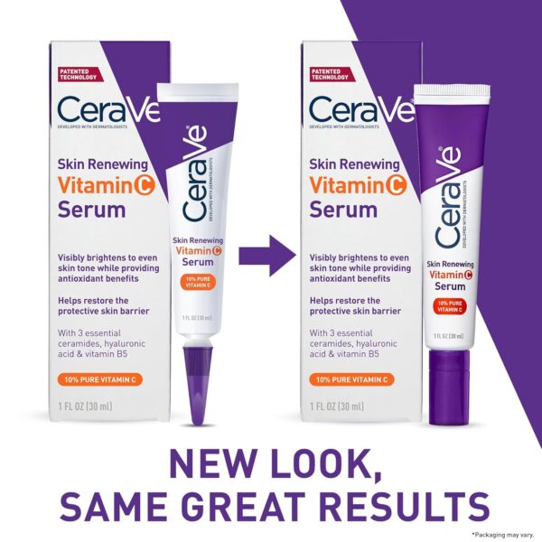 CeraVe Vitamin C Serum with Hyaluronic Acid, Skin Brightening Serum for Face with 10% Pure Vitamin C, Fragrance Free, 1 Fl. Oz - Image 2