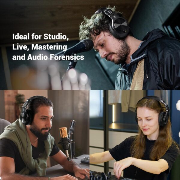 OneOdio A70 Bluetooth Over Ear Headphones, Wireless Headphones with 72H Playtime, Hi-Res, 3.5mm/6.35mm Wired Audio Jack for Studio Monitor & Mixing DJ Guitar AMP, Computer Laptop PC Tablet - Black - Image 6