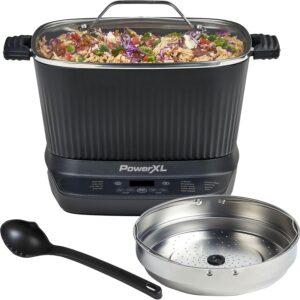 STIRMAX PLUS 7.5 Quart Digital Multi-Cooker with Automatic Paddle to Stir and Shred, 9 in 1 programmable presets to Sauté, Sear, and Brown Food Before Simmering – Accessories & Cookbook Included