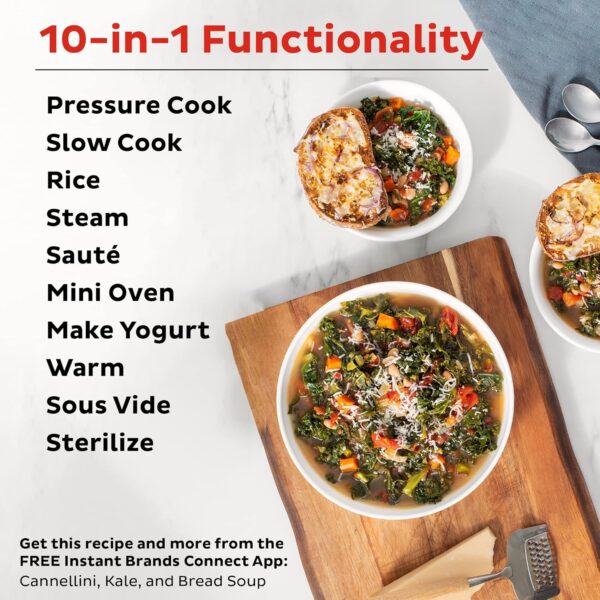 Instant Pot Pro (8 QT) 10-in-1 Pressure Cooker, Slow Cooker, Rice/Grain Cooker, Steamer, Sauté, Sous Vide, Yogurt Maker, Sterilizer, and Warmer, Includes App With Over 800 Recipes, Black - Image 3