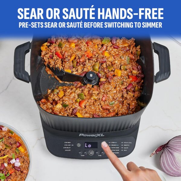 STIRMAX PLUS 7.5 Quart Digital Multi-Cooker with Automatic Paddle to Stir and Shred, 9 in 1 programmable presets to Sauté, Sear, and Brown Food Before Simmering – Accessories & Cookbook Included - Image 4